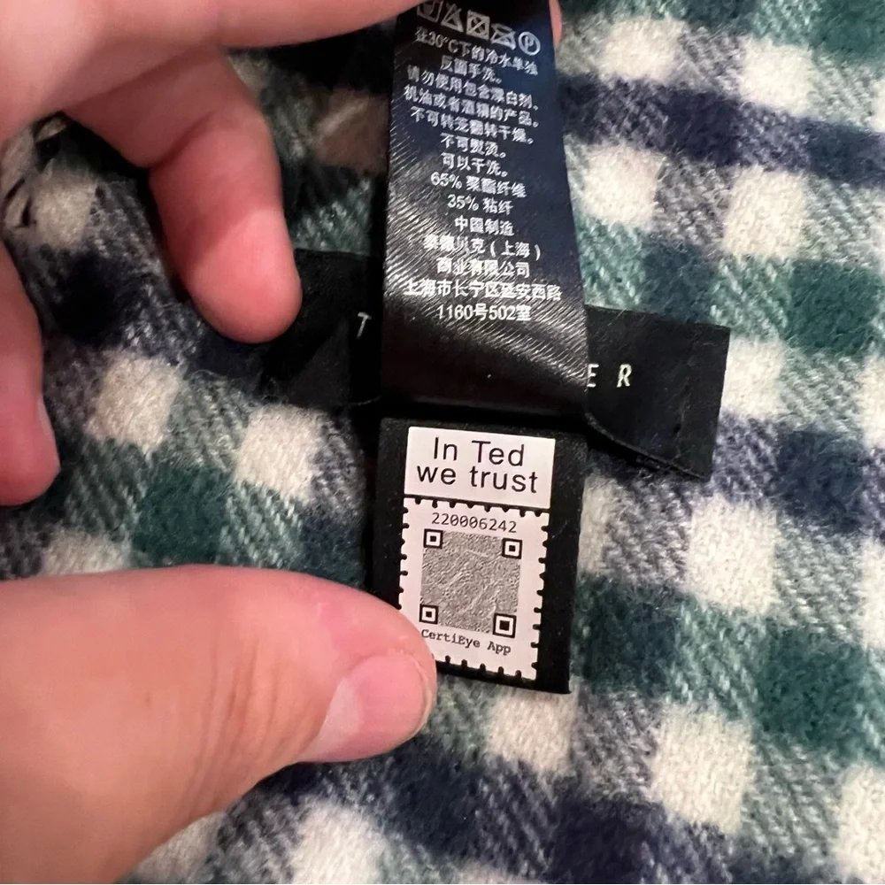 Ted Baker London Tendree House Check Scarf Blue Green Plaid Gingham